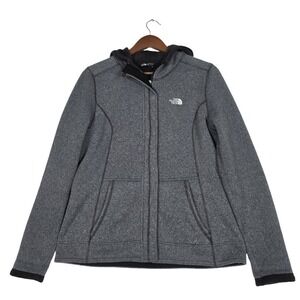 The North Face Crescent Full Zip Fleece Hoodie Jacket Womens Medium Gray Heather